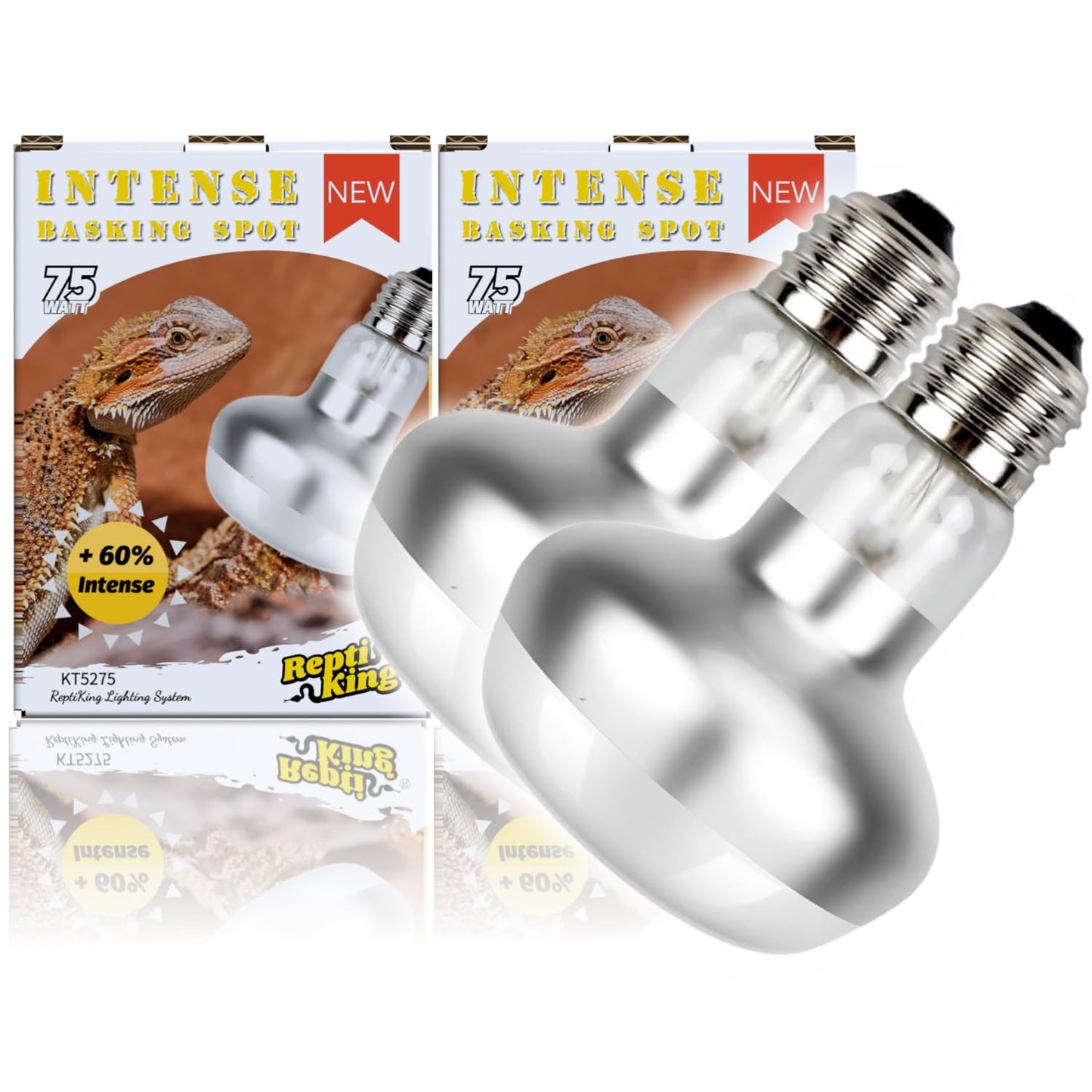 ReptiKing爬虫類保温球 2個パック 75W 強力バスキングランプ 爬虫類用 UVAデイライトバスキングライト(フトアゴヒゲトカゲ、トカゲ、ヤモリ、カメ用)爬虫類保温球