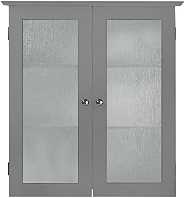 Teamson Home Connor Removable Wall Cabinet with 2 Glass Doors and 2 Adjustable Shelves, Gray