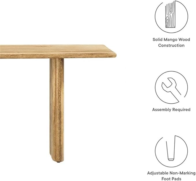Modway EEI-6344-OAK Amistad 58" Wood Bench, Oak