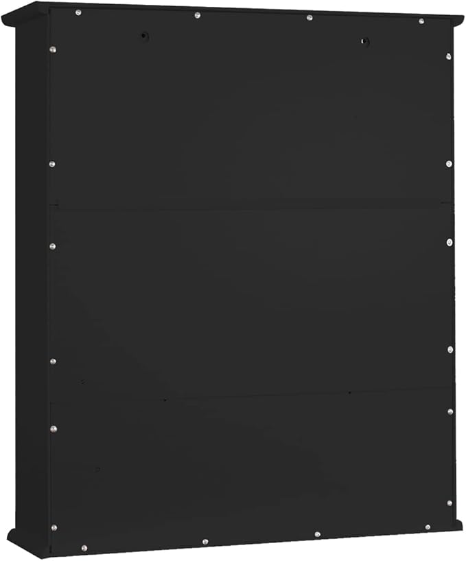 TaoHFE Black Bathroom over the Toilet Storage Cabinet, Wall Medicine Cabinet Organizer with 2 Door Adjustable Shelves, Wooden Modern Bathroom Shelves Wall Mounted Laundry Room, 21L x 5.1W x 23H Inches