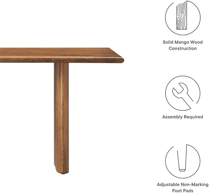 Modway EEI-6344-WAL Amistad 58" Wood Bench, Walnut