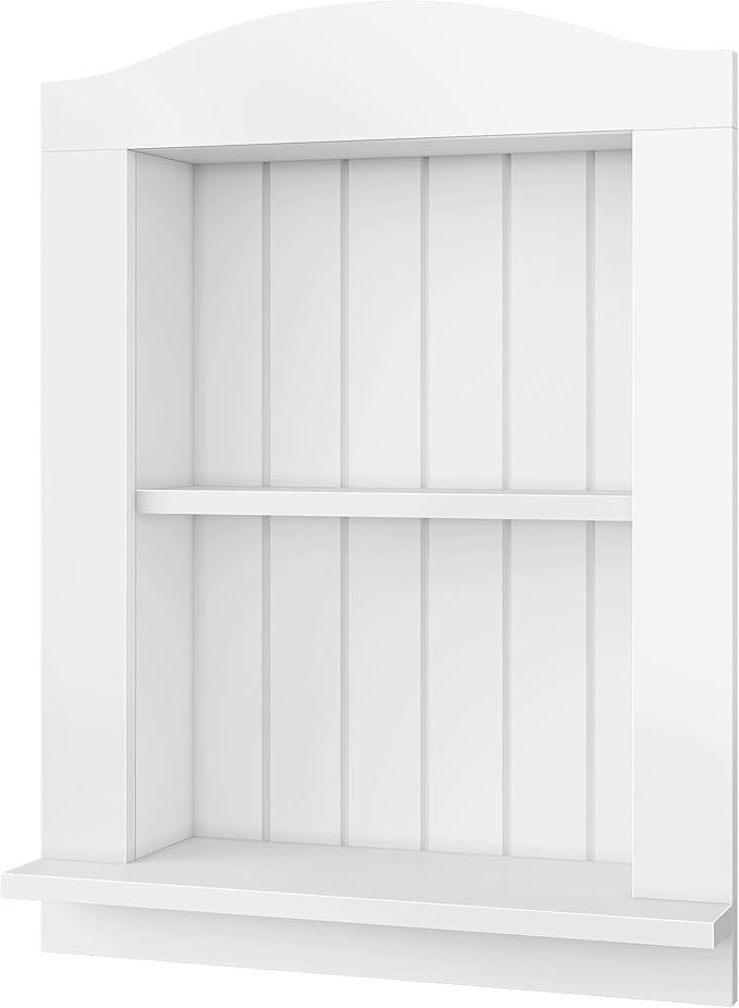 CHOEZON Recessed Wall Niche, 2-Tier Recessed Medicine Cabinet, Bathroom Cabinet Wall Mount, Bamboo Medicine Organizer, Wall Storage Cabinet, for Bathroom, Living Room, Kitchen, White