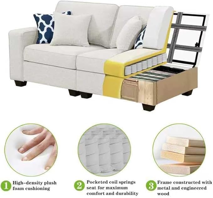 Legend Vansen Oversized Modular Sectional Sofa,U/L‑Shaped Reversible Couch with Ottoman,Deep Seat Plush Polyester Sectional for Living Room,13-Seater,Cream