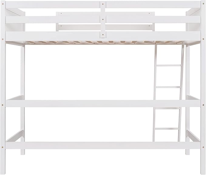 Merax Twin Modern Kids Loft Bed with Ladders Wood Loft Bunk Bed for Juniors/Easy Assemble/Space Saving White