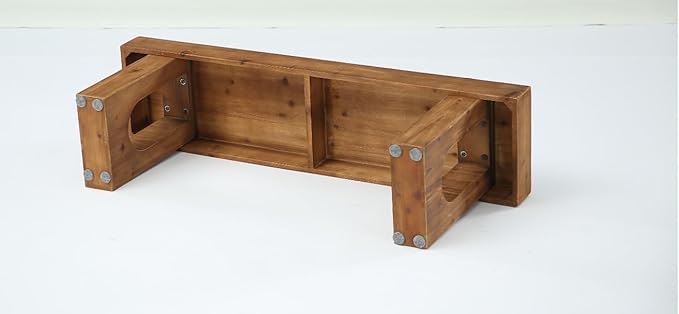 47" Long Solid Wood Dining Bench, Farmhouse Indoor Narrow Kitchen Table Bench with Sturdy Legs for Dining Room, Kitchen, Living Room, Easy Assembly, Rustic Brown