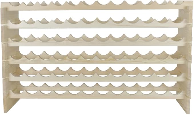 72 Modular Wine Rack, Stackable Wine Storage Rack Free Standing Floor Cellar Wine Holder Display Shelves, Solid Wood - Wobble-Free (72 Bottles)