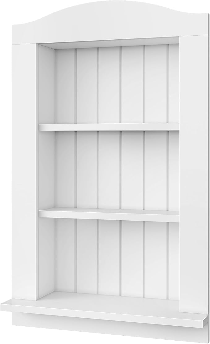 CHOEZON Recessed Wall Niche, 3-Tier Recessed Medicine Cabinet, Bathroom Cabinet Wall Mount, Bamboo Medicine Organizer, Wall Storage Cabinet, for Bathroom, Living Room, Kitchen, White