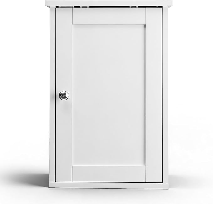 VINGLI Bathroom Wall Cabinet, White Medicine Cabinet with Single Door, Small Over Toilet Storage Organizer with Adjustable Shelf, Hanging Kitchen Cupboard for Laundry Room, 13.7x7.5x19.7 Inch