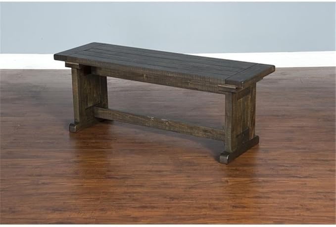 Pemberly Row Farmhouse Wood Kitchen Corner Breakfast Dining Nook Set with Table, Reversible Bench, Chair and Hidden Storage in Tobacco Leaf