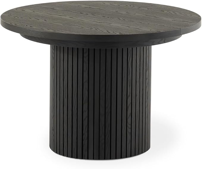 Transformer Table - Solid Wood Extendable Round Dining Table, Extendable Round Dining Table, Space-Saving Modern Furniture, Elegant and Functional Design, Black (Table Only)