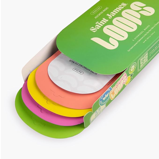 LOOPS Beauty Saint James Variety LOOP Set - Hydrogel Korean Face Mask for Every Skin- Four Collagen Face Masks and Eye Mask for Detoxifying, Repairing, & Rejuvenating