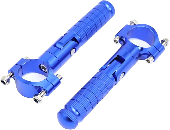 Foot Pegs Non-sliding Footrest Motorcycle Bicycle Folding Foot Pegs 90 Degree Foldable Electric Motorbike Passenger Footrests Rearsets Rear Set Footpegs Foot Rest Pedals (Blue)