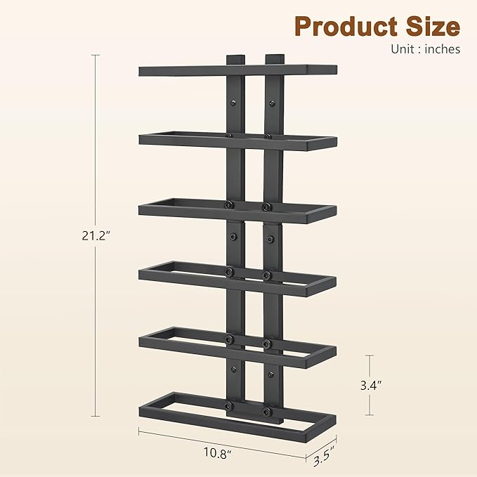 Hoctieon 3-Set 6 Tier Wall Mount Wine Rack (18 Tiers), Wall Racks for Wine Bottles Display and Storage, Hanging Bottle Organizer for Living Room, Dining Room, Wine Cellar, Bar, Black