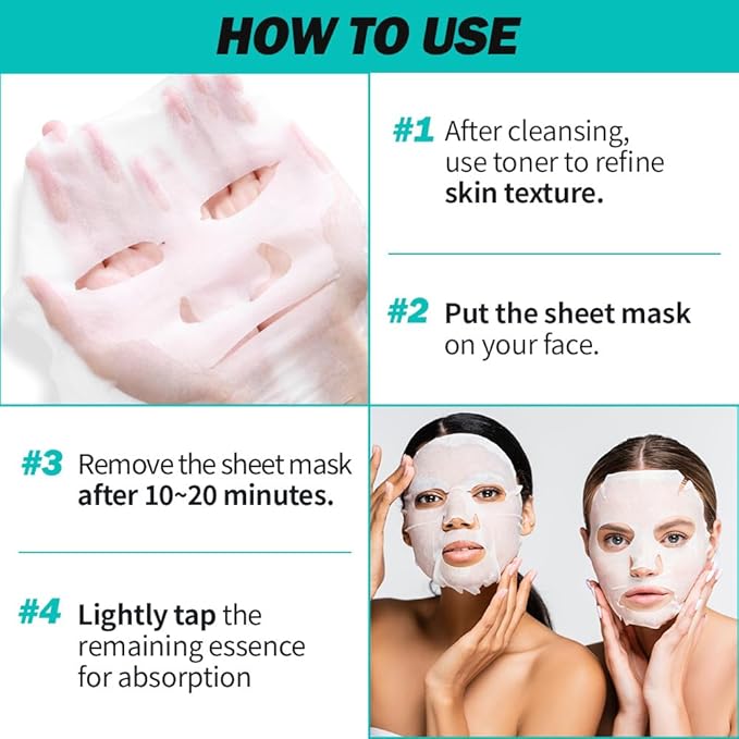 EUNYUL Clean & Fresh Sheet Mask Set, Pack of 10, 0.74 fl oz Each, Korean Facial Sheet Masks Variety Pack for Daily Skincare