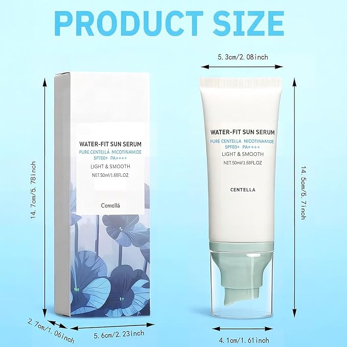 Korean Centella Sunscreen SPF 50+ Broad Spectrum, No White Cast Mineral Formula, Lightweight Daily Face Sunscreen for Sensitive Skin 1.7 oz