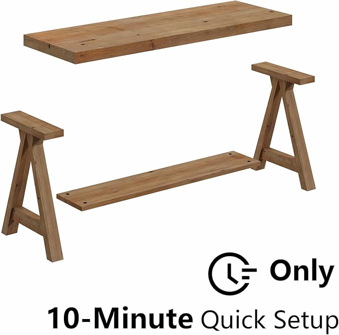 RowyPoey Solid Wood Bench, 39" Farmhouse Entryway Bench with Storage Shelf, Triangular Leg Design, Narrow Rustic Benches for Hallway, Bedroom, Dining, Kitchen, Easy Assembly