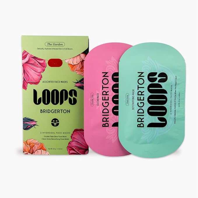 LOOPS Beauty Bridgerton™ NETFLIX In The Garden Set -The Best Hydrogel Face Masks for Every Skin Moment Face Mask - 2 Hydrating Masks - Clean Slate and Double Take - All Skin Types, 2pc
