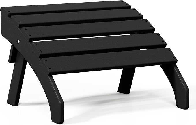 Costaelm Adirondack Chair Footrest, Patio Footstool, Ottoman Outdoor Foot Rest for Patio Waterproof, Adirondack Ottoman Patio Footstool, Black