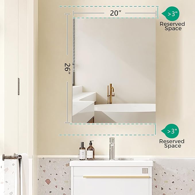 20 x 26 in Medicine Cabinet Mirror,Bathroom Mirror Cabinet with Adjustable Shelves,Aluminum Silver Medicine Cabinets for Bathroom,Recessed or Wall Mounted Medicine Cabinets(Assembly Required
