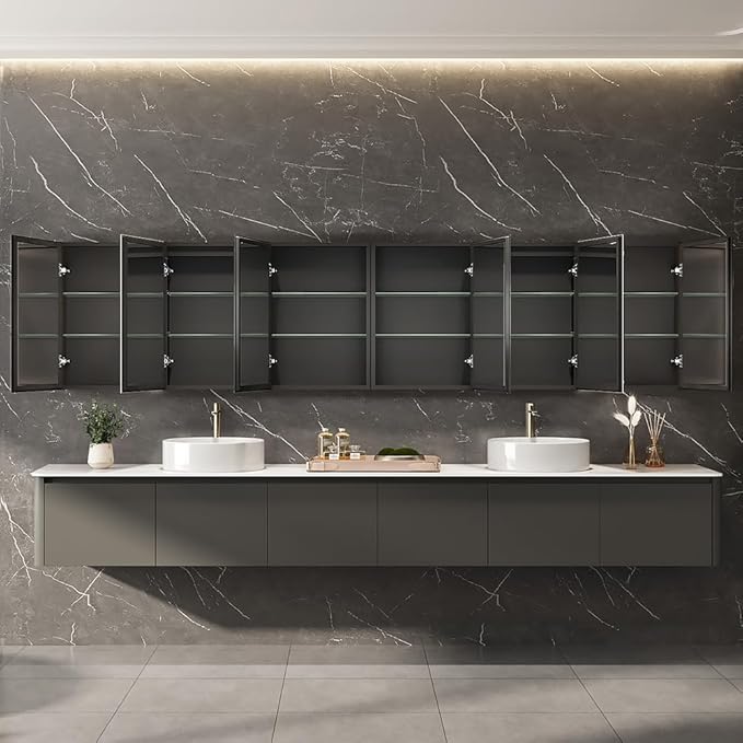 Spliceable Modular LED Lighted Bathroom Medicine Cabinet Mirror with Anti-Fog Aluminum Frame, Adjustable Lighting, Built-in Sockets & USB Ports – Wall Mounted (Left Hinge, 28" L x 20" W)
