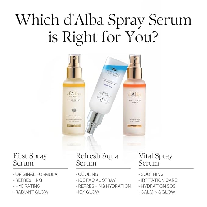 d'alba Piedmont Italian White Truffle Refresh Aqua Serum, Vegan Skin Care, Light-Weight Face Moisturizer, Glow Serum for Radiant Skin, Non Comedogenic, All in One Mist (3.38 fl oz.)