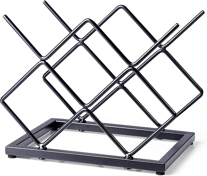 Countertop Wine Rack - 5 Bottle Freestanding Modern Gold Metal Small Wine Rack - Tabletop Wine Holder Stand for Cabinet, Pantry, Wine Bottle Storage