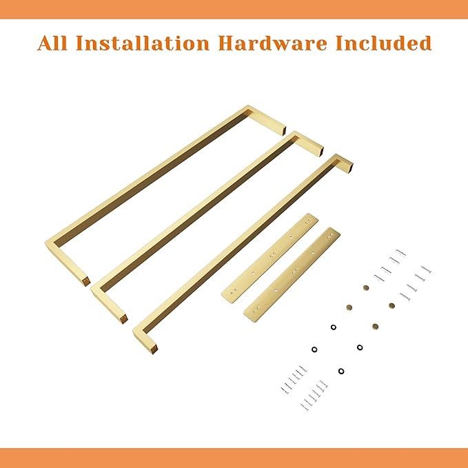 SEIDO 32 Inch 3-Tier Towel Rack, Heavy Duty Square Ladder Design Towel Bar Wall Mounted, Brushed Gold 304 Stainless Steel Rustproof Towel Holder for Bathroom, Kitchen, Laundry