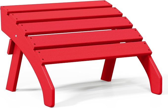 Costaelm Adirondack Chair Footrest, Patio Footstool, Ottoman Outdoor Foot Rest for Patio Waterproof, Adirondack Ottoman Patio Footstool, Red