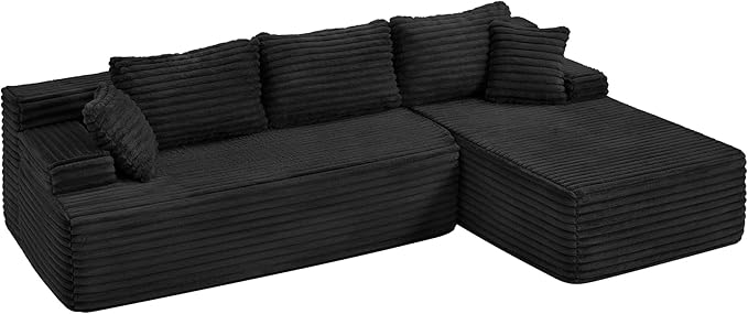 Hobestluk Modular Sectional Sofa Boneless Couch L-Shape Couch 3 Seat Modular Couch Memory Foam Sectional Couches for Living Room Furniture, Cloud Couch with Oversized Chaise (108" Right Facing Chaise)