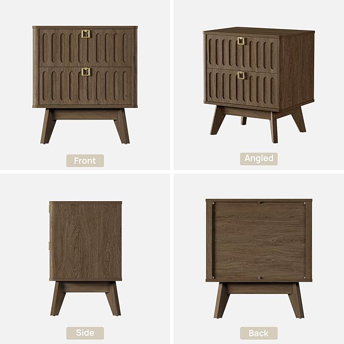SICOTAS Nightstands Set of 2 with Drawers, 21" Wide Modern Bedside Tables for Bedroom, Stable Nightstands with Storage, Easy Assembly End Tables for Apartment