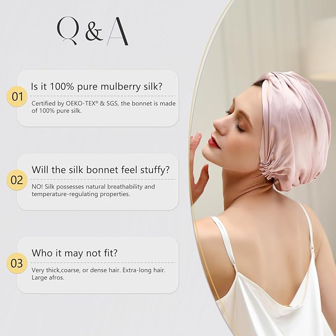 ZIMASILK 22 Momme Adjustable 100% Mulberry Silk Bonnet for Sleeping Women, Silk Hair Wrap for Hair Protection, That Reduces Falling Off (1Pc, Taupe)