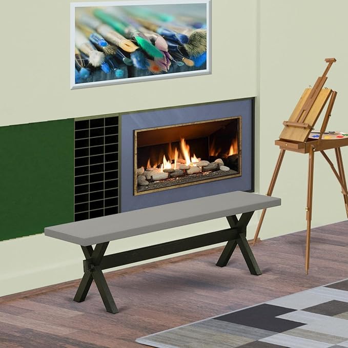East West Furniture XB696 X-Style Modern Dining Room Bench with Wood Seat, 60x15x18 Inch, Multi-Color