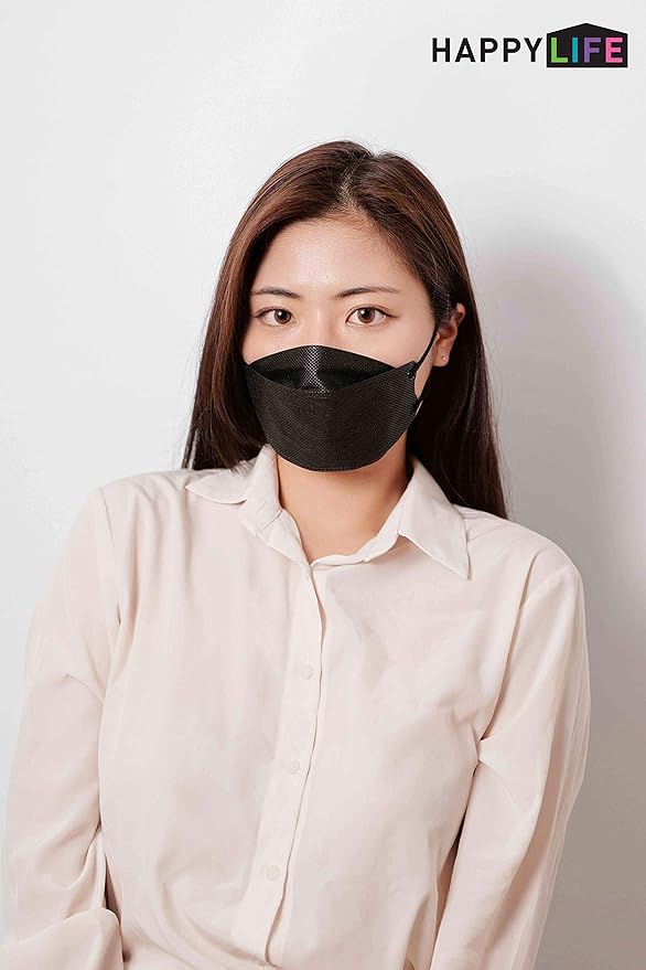 (Pack of 10) Good Day Korea Black Disposable KF-94 Face Mask 4-Layer Filters Breathable Comfortable Protection, Protective Nose Mouth Covering Dust Mask Made in Korea.