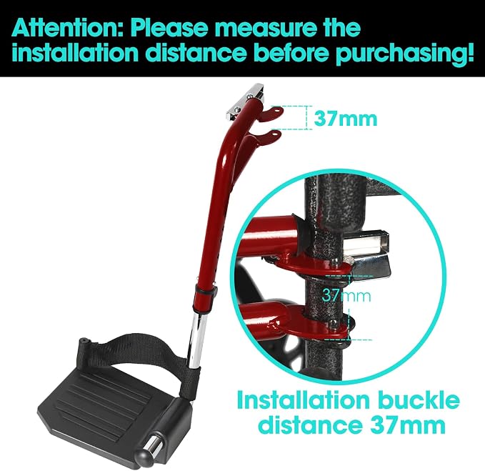 Comfort Support Wheelchair Footrest Replacement - Adjustable Composite Footboard & Heel Loop, Universal Foldable Foot Rest, Red, Lightweight, Easy Installation(1 Pr, Deepred)