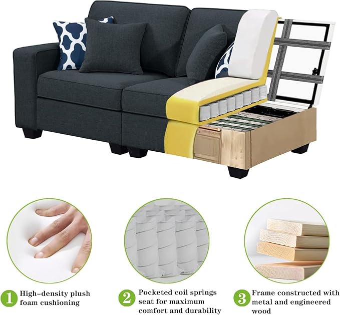 Legend Vansen Oversized Modular Sectional Sofa,U/L‑Shaped Reversible Couch with Ottoman,Deep Seat Plush Polyester Sofa for Living Room,13‑Seater,Charcoal