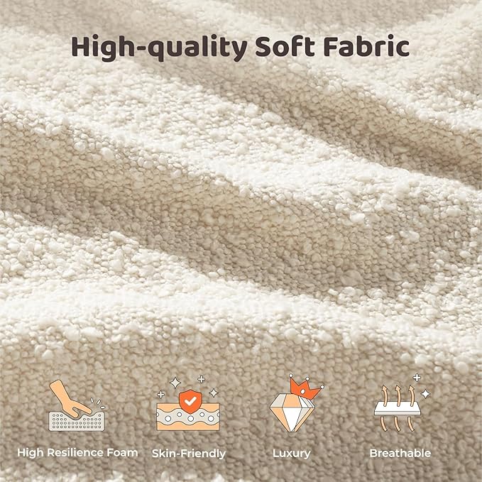 RECCI AirFrame California King Bed Frame with Headboard, Cloud Upholstered Platform Bed Frame, 5 Inch Foam Cushioned, No Box Spring, Easy Assembly(Cream Boucle)