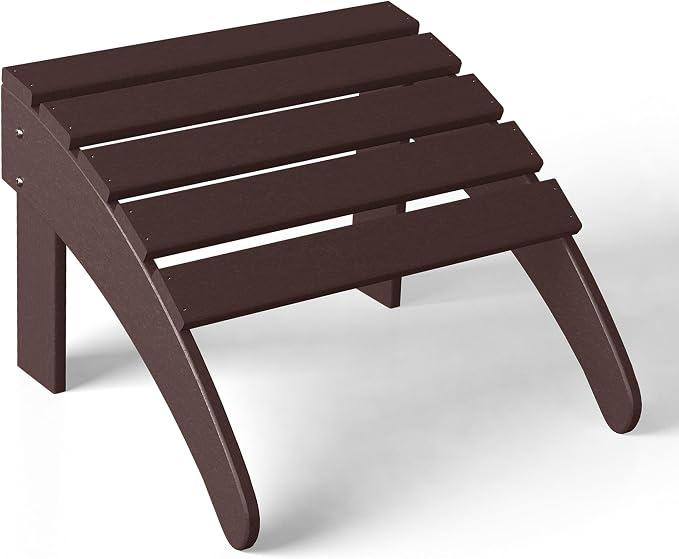 Costaelm Adirondack Chair Footrest Foldable Ottoman, Folding Ottoman Outdoor Foot Rest for Patio Waterproof, Adirondack Ottoman Outdoor, Dark Brown