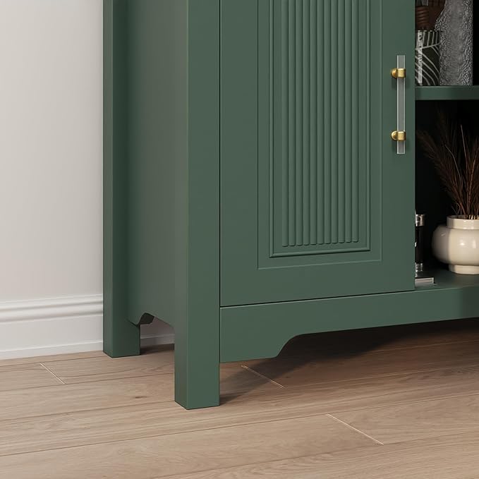Jocoevol 55" Buffet Cabinet with Storage, Modern Fluted Door Design Sideboard Buffet Cabinet with Adjustable Shelf, Coffee Bar Station for Kitchen Living Room Green