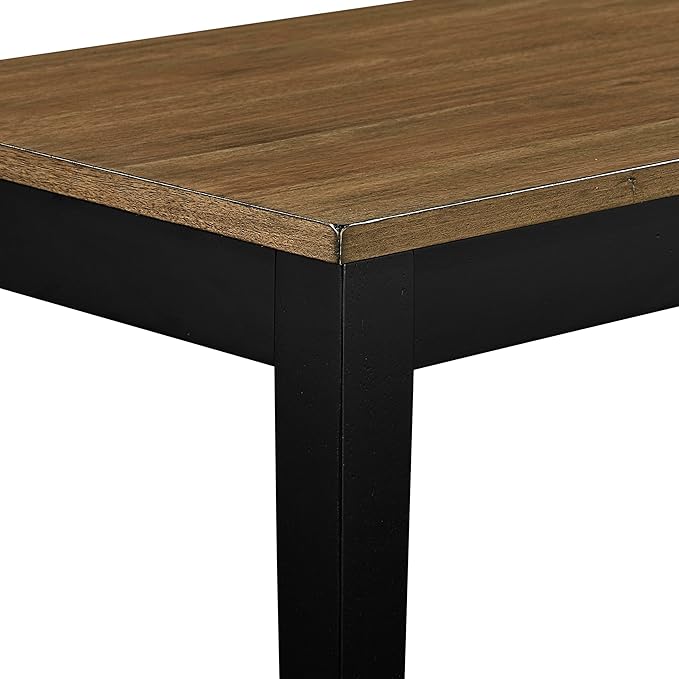 Lexicon 48" W Brown Black Dining Bench for Table - Solid Wood Frame Entryway Bench, Wood Seat, Sturdy Accent Seating for Kitchen, Living Room, Dining Room, Easy Assembly, Two-Tone (Brown and Black)