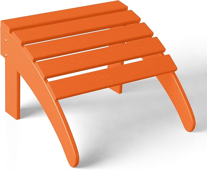 Costaelm Adirondack Chair Footrest Foldable Ottoman, Folding Ottoman Outdoor Foot Rest for Patio Waterproof, Adirondack Ottoman Outdoor, Orange