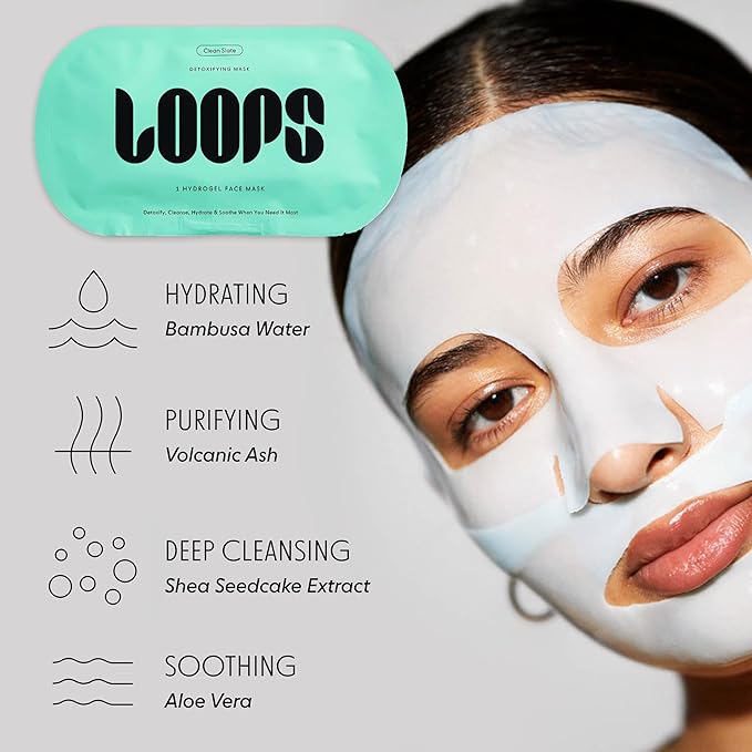 LOOPS VARIETY LOOP KIT - The Best Hydrogel Face Masks for Every Skin Moment - Loops Face Mask - 5 Masks for Hydrating, Detoxifying, Repairing, Soothing, and Rejuvenating - All Skin Types, 5pc