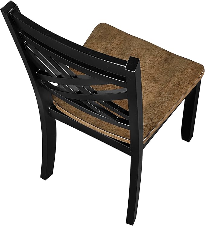 Lexicon Wooden Dining Chairs Set of 2 - Sturdy Solid Wood Frame, Cottage Cross Back, Modern Wood Armless Kitchen Chairs for Dining Room, Kitchen, Assembly Required, Two-Tone Finish (Brown and Black)