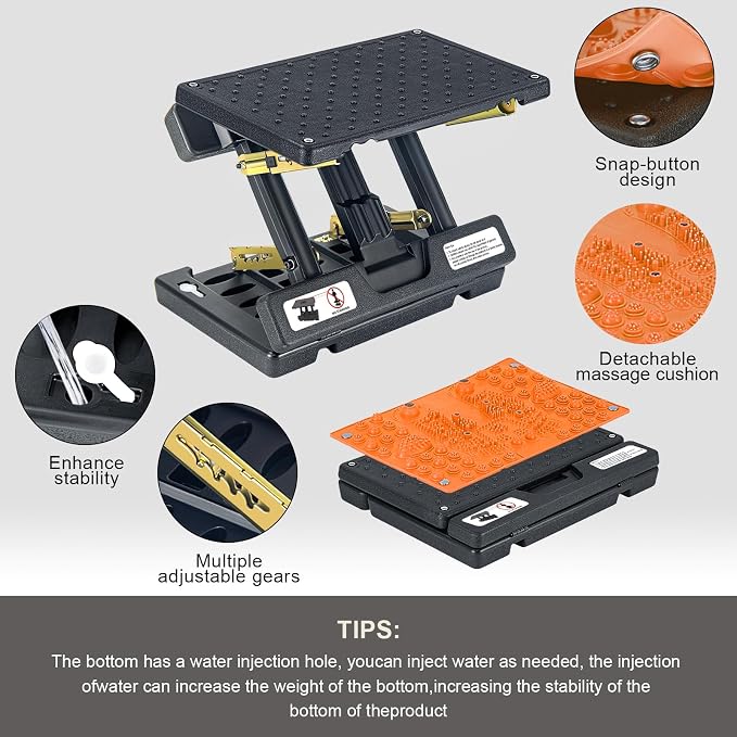 Footrest for Under Desk at Work, Height Adjustable Foot Rest with Reflexology Pad, Foldable Ergonomic Foot Stool for Muscle Tension Relief, Suitable for Office, Home & All-Season Use(Orange)