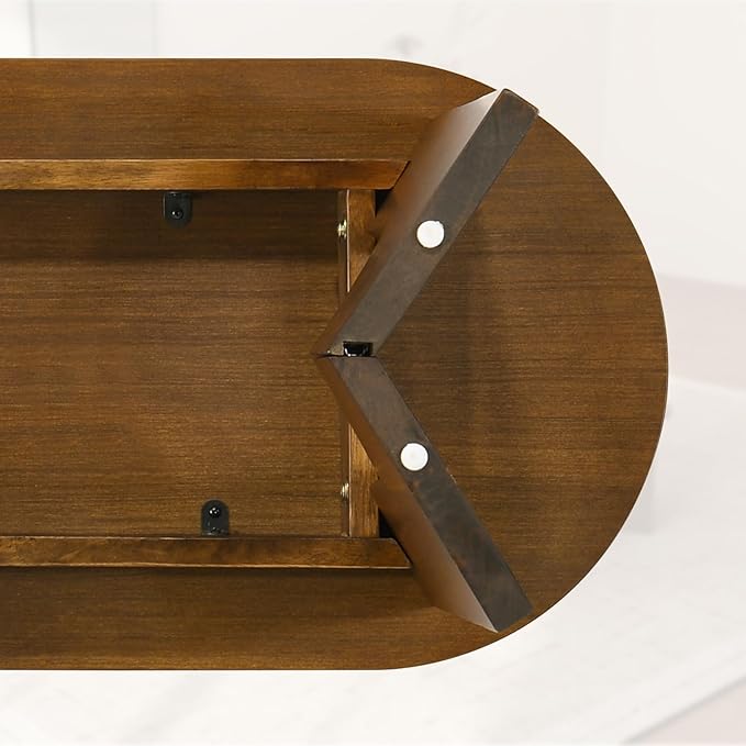 VESCASA 47.25" L Walnut Wood Oval Bench, Solid Wood Dining Bench with Wooden Legs for Dining Room, Restaurant, 1 Piece