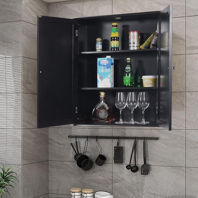 Bathroom Cabinet Wall Mounted,Over Toilet Storage Cabinet with Adjustable Shelves,Medicine Cabinets for Bathroom, Black