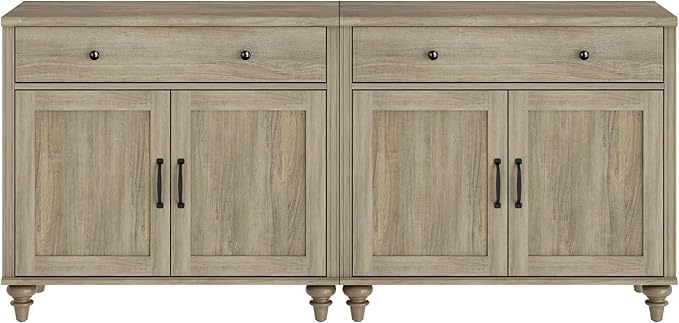 WAMAPT Buffet Cabinet with 4 Doors and 2 Drawers, Large Coffee Bar Table Wood Kitchen Storage Cabinets with Storage Cabinets, Modern Farmhouse Sideboard Credenza for Dining Room, Wash Grey, 68 inch