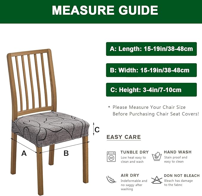 CRFATOP Printed Dining Room Chairs Seat Covers Set of 4 with Soft Bench Chair Cover Stretch Kitchen Chair Slipcover Washable Seat Cushion Slipcover Protector for Hotel Ceremony Banquet Wedding, 10