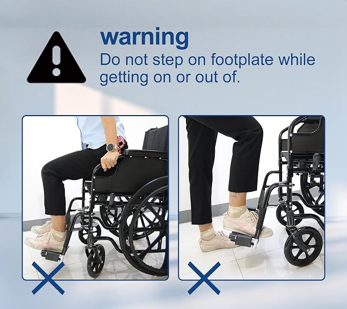 IDEALHOUSE Wheelchairs for Adults Lightweight Foldable, 18" Seat Wheelchair, Flip-Up Arms & Removable Footrests, Portable Transport Wheelchair Lightweight Foldable, Wheel Chair for Adults, 220lbs