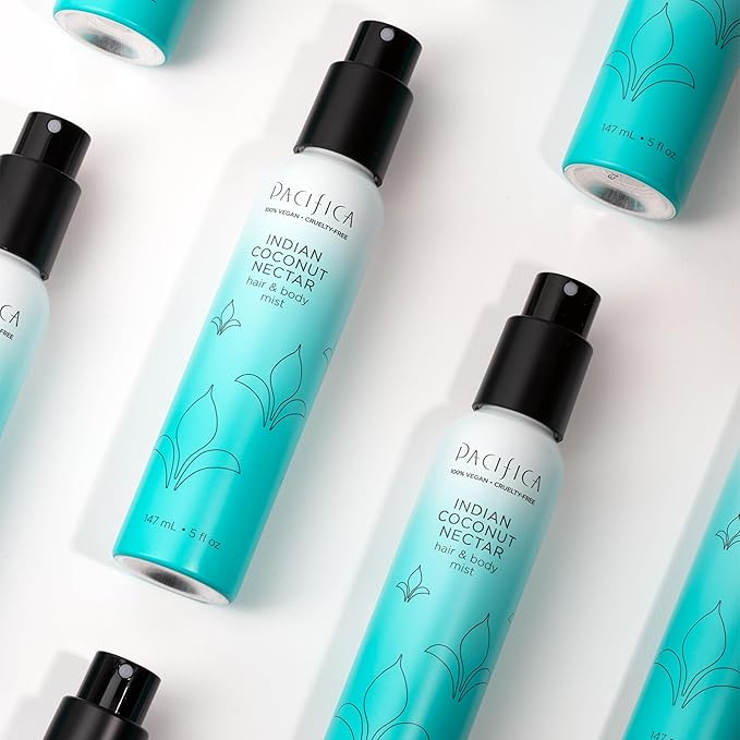 Pacifica インディアンココナッツネクター ヘアミストパフューム&全身スプレー(女性用) - ティアレ、シュガー、バニラ、アーモンド&アンバーの香りのボディミスト。クリーンビューティー、アルコールフリー、ヴィーガン&クルエルティフリー、5オンス