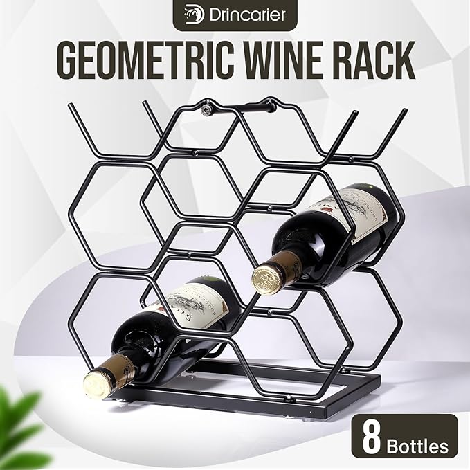 Small Wine Racks Countertop (8 Bottle Capacity),Metal Wine Bottle Holder Modern Black for Home Kitchen Bar,Tabletop Wine Rack for Cabinet, Pantry, Wine Bottle Storage
